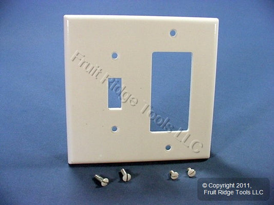 Leviton 80605-W White 2-Gang Toggle Switch Decora Plastic Midway Wallplate Cover