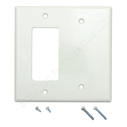 Leviton 80608-A Almond 2-Gang Blank Decorator Thermoset Midway Wallplate Cover