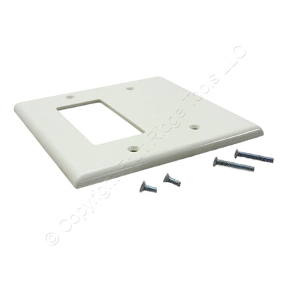 Leviton 80608-A Almond 2-Gang Blank Decorator Thermoset Midway Wallplate Cover