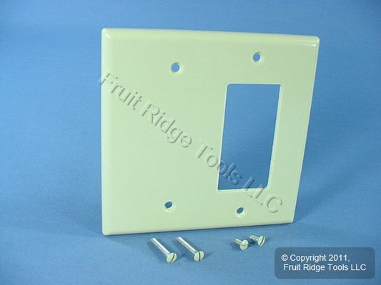 Leviton 80608-I Ivory 2-Gang Blank Decora Plastic Midway Wallplate Strap Mount