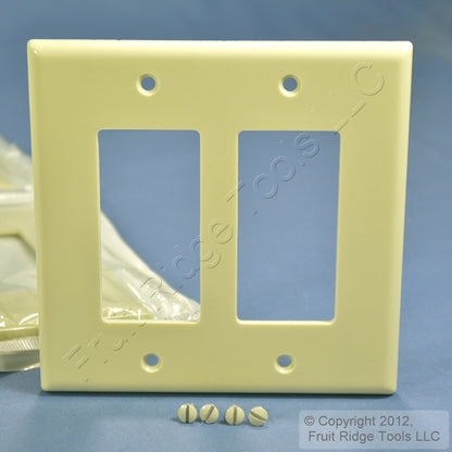 Leviton 80609-A Almond 2-Gang Decora GFCI Plastic Midway Wallplate Covers 25pcs