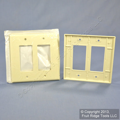 Leviton 80609 Almond 2-Gang Decora GFCI GFI Plastic Midway Wallplate Covers 2pcs