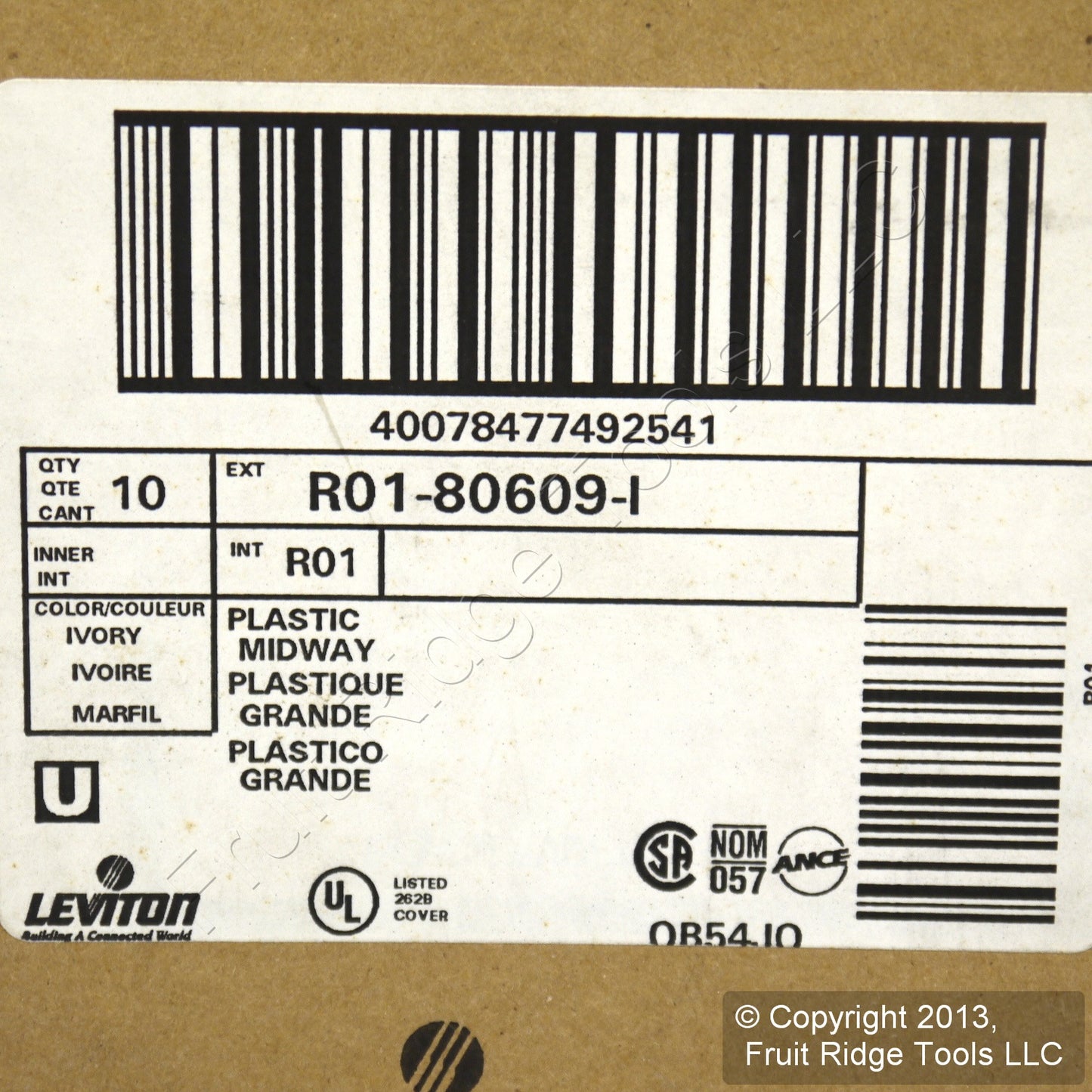 Leviton 80609-I Ivory 2-Gang Decora GFCI Plastic Midway Wallplate Covers 10pcs