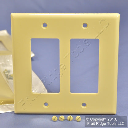 Leviton 80609-I Ivory 2-Gang Decora GFCI Plastic Midway Wallplate Covers 10pcs