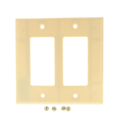 Leviton 80609-I Ivory 2-Gang Decora GFCI GFI Plastic Midway Wallplate Cover