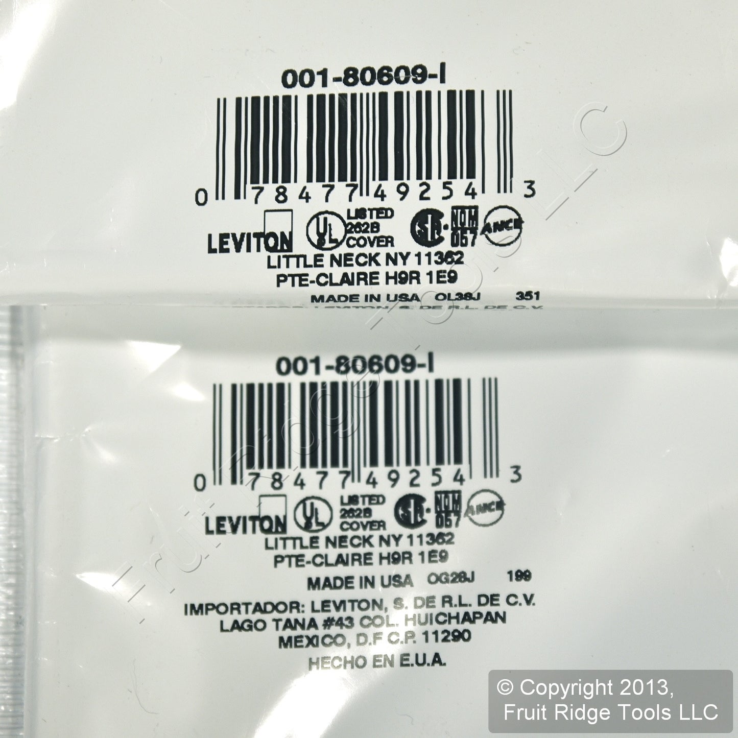 Leviton 80609-I Ivory 2-Gang Decora GFCI Plastic Midway Wallplate Covers 2pcs
