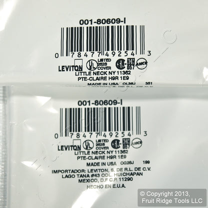 Leviton 80609-I Ivory 2-Gang Decora GFCI Plastic Midway Wallplate Covers 2pcs