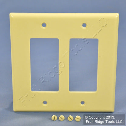 Leviton 80609-I Ivory 2-Gang Decora GFCI Plastic Midway Wallplate Covers 2pcs