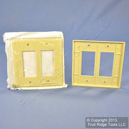 Leviton 80609-I Ivory 2-Gang Decora GFCI Plastic Midway Wallplate Covers 2pcs
