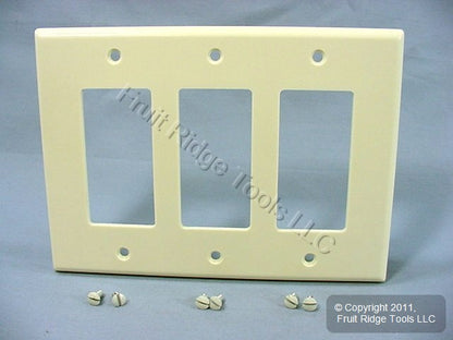 Leviton 80611-A Almond 3-Gang Decora GFCI GFI Plastic Midway Wallplate Cover