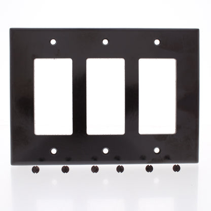 Leviton 80611 Brown 3-Gang Decora Large GFCI Cover Wallplate