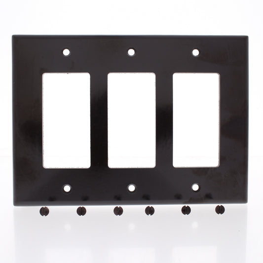 Leviton 80611 Brown 3-Gang Decora Large GFCI Cover Wallplate