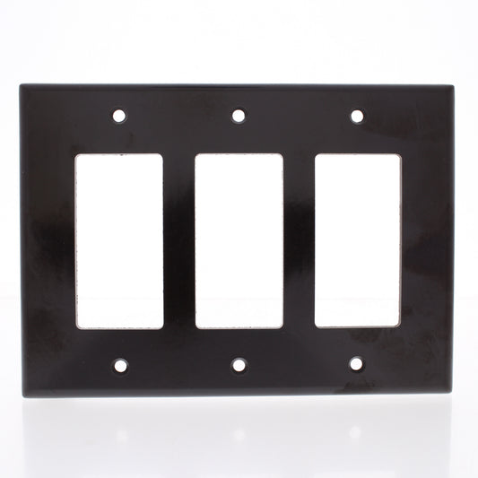 Leviton 80611 Brown 3-Gang Decora Large GFCI Cover Wallplate