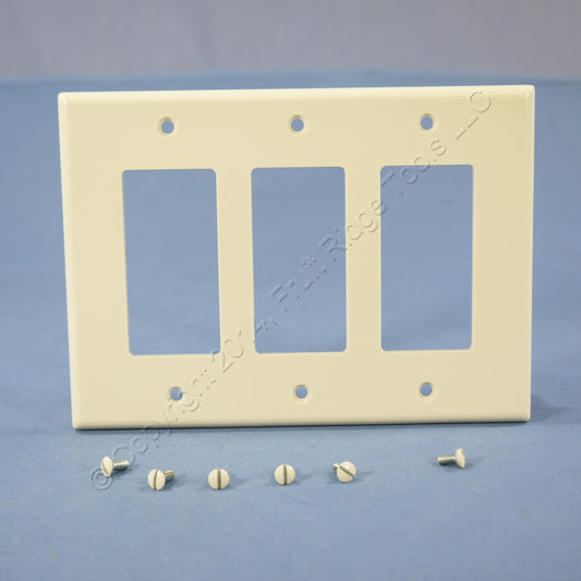 Leviton 80611-T Light Almond 3-Gang Decora GFCI Plastic Midway Wallplate Cover