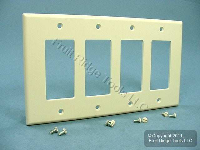 Leviton 80612-T Light Almond 4-Gang Decora GFCI Plastic Midway Wallplate Cover