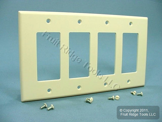 Leviton 80612-T Light Almond 4-Gang Decora GFCI Plastic Midway Wallplate Cover
