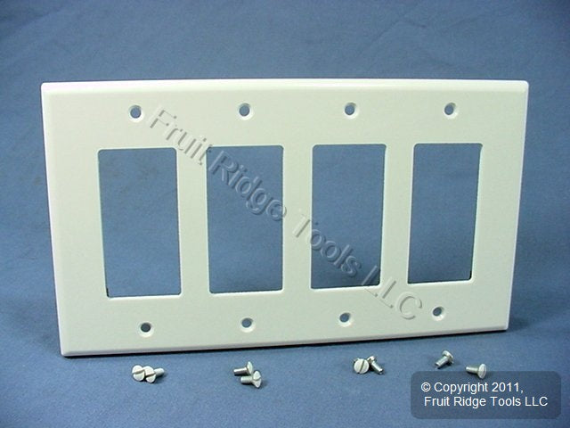 Leviton 80612-W Light Almond White 4-Gang 4-Decora GFCI GFI Plastic Midway Cover