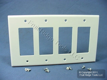 Leviton 80612-W Light Almond White 4-Gang 4-Decora GFCI GFI Plastic Midway Cover
