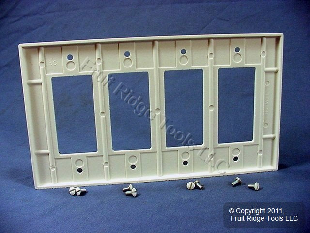 Leviton 80612-W Light Almond White 4-Gang 4-Decora GFCI GFI Plastic Midway Cover