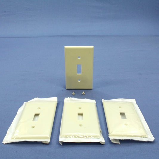Leviton 80701-A Almond 1-Gang Toggle Switch Unbreakable Nylon Wallplate 4pcs