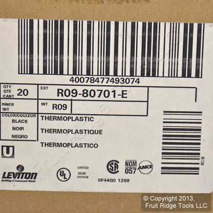 Leviton 80701-E Black 1-Gang Toggle Switch Unbreakable Nylon Wallplates 20pcs