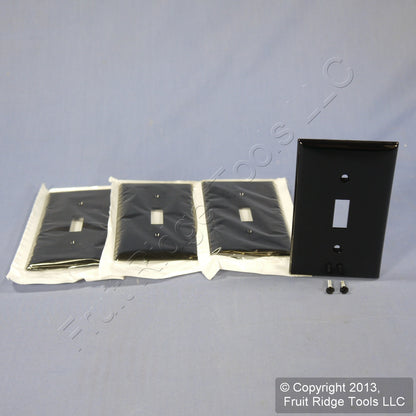 Leviton 80701-E Black 1-Gang Toggle Unbreakable Standard Wallplate Cover 4pcs