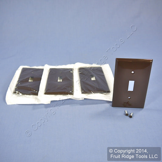 Leviton 80701 Brown 1-Gang Toggle Unbreakable Nylon Standard Wallplate Cover 4pc
