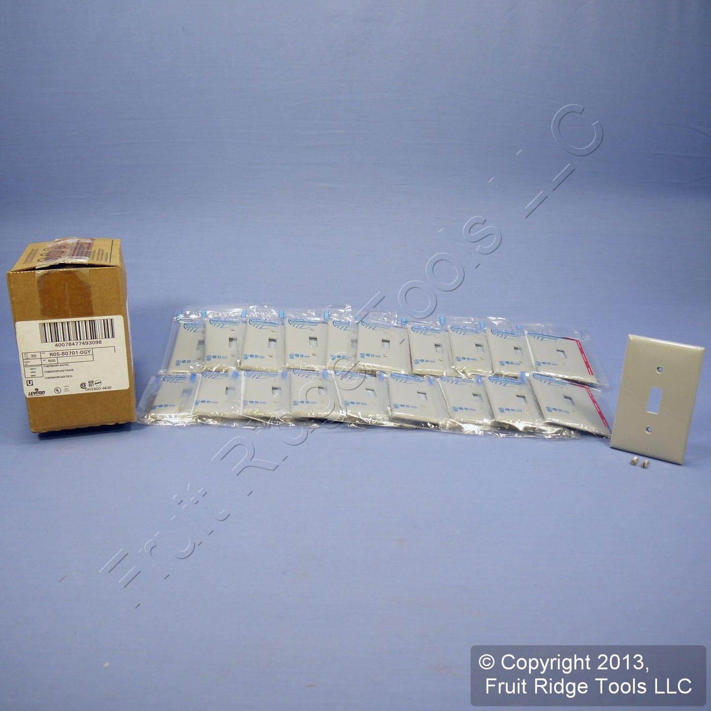 Leviton 80701-GY Gray 1-Gang Toggle Switch Unbreakable Nylon Wallplates 20pcs