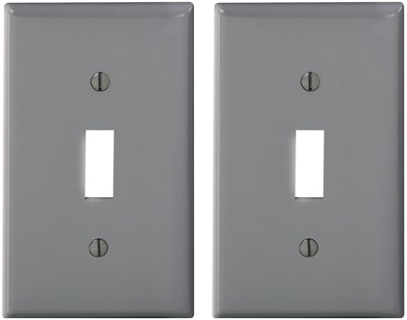 Leviton 80701-GY Gray 1-Gang Toggle Unbreakable Standard Wallplate Cover 2pcs