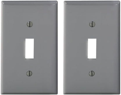 Leviton 80701-GY Gray 1-Gang Toggle Unbreakable Standard Wallplate Cover 2pcs