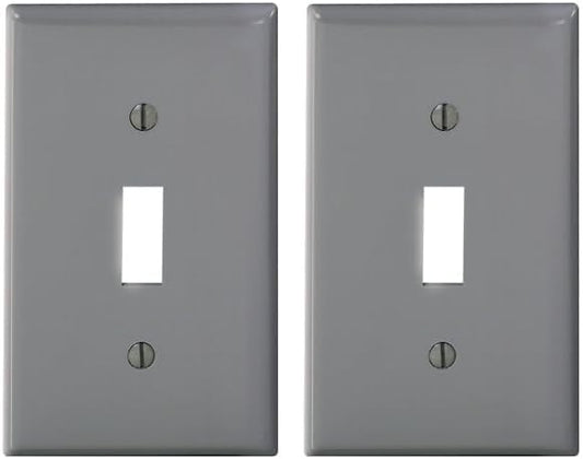 Leviton 80701-GY Gray 1-Gang Toggle Unbreakable Standard Wallplate Cover 2pcs