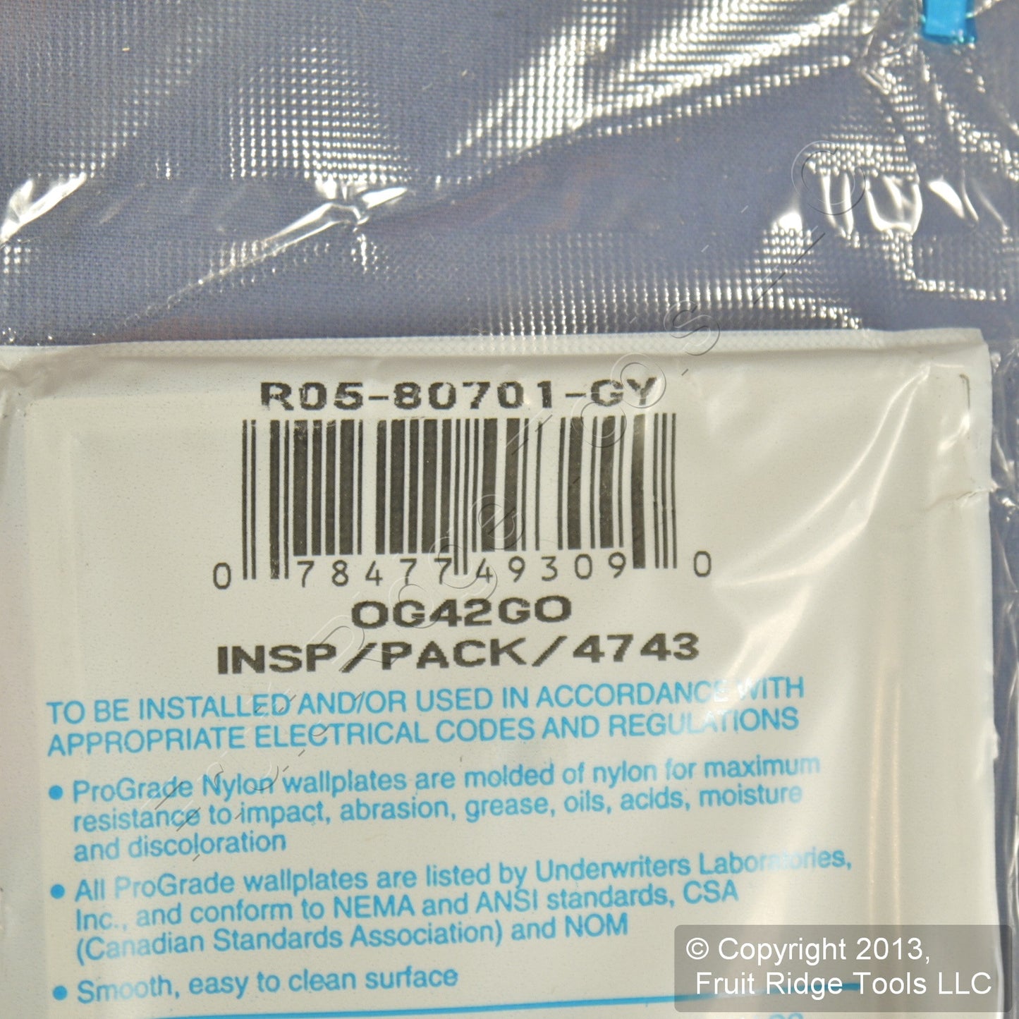 Leviton 80701-GY Gray 1-Gang Toggle Unbreakable Standard Wallplate Cover 4pcs