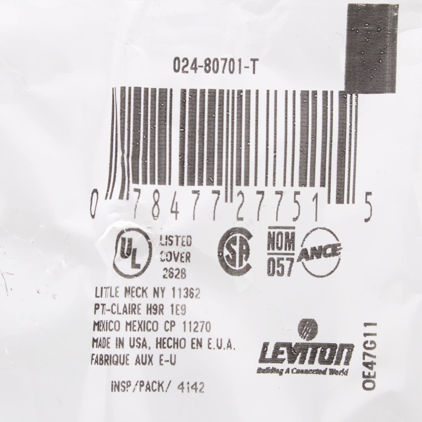 Leviton 80701-T Light Almond 1-Gang Toggle Switch Unbreakable Nylon Wallplate
