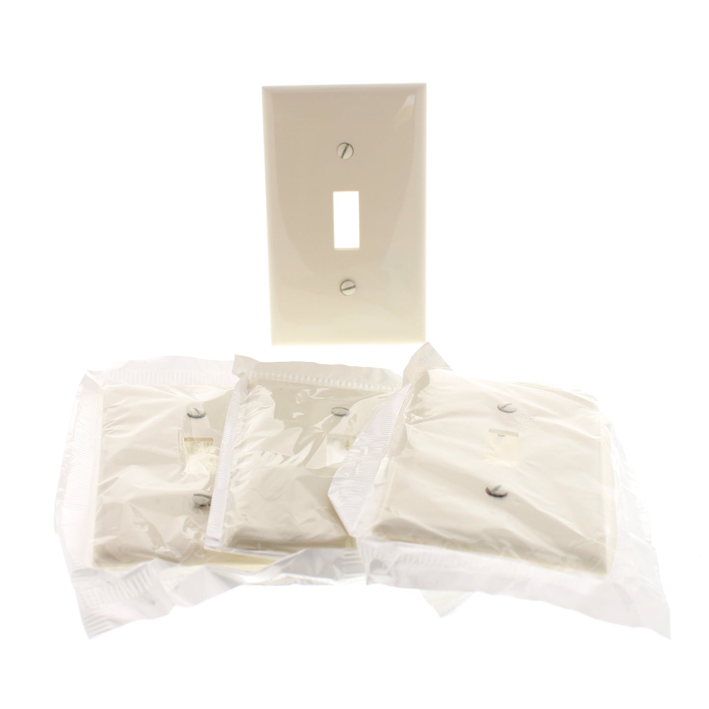 Leviton 80701-T Light Almond 1-Gang Toggle Switch Unbreakable Wallplate 4pcs