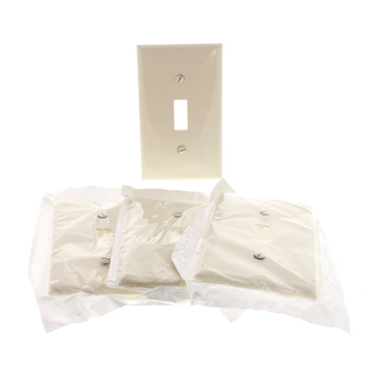 Leviton 80701-T Light Almond 1-Gang Toggle Switch Unbreakable Wallplate 4pcs