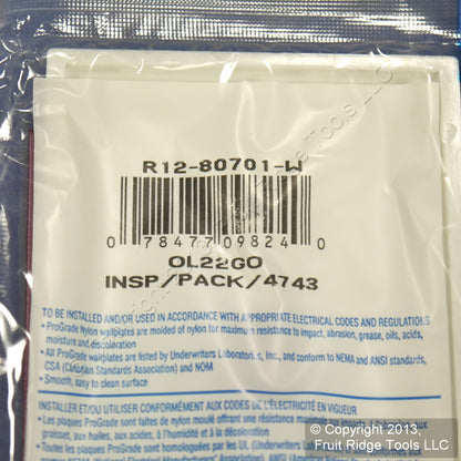 Leviton 80701-W White 1-Gang Toggle Switch Unbreakable Nylon Wallplates 10pcs