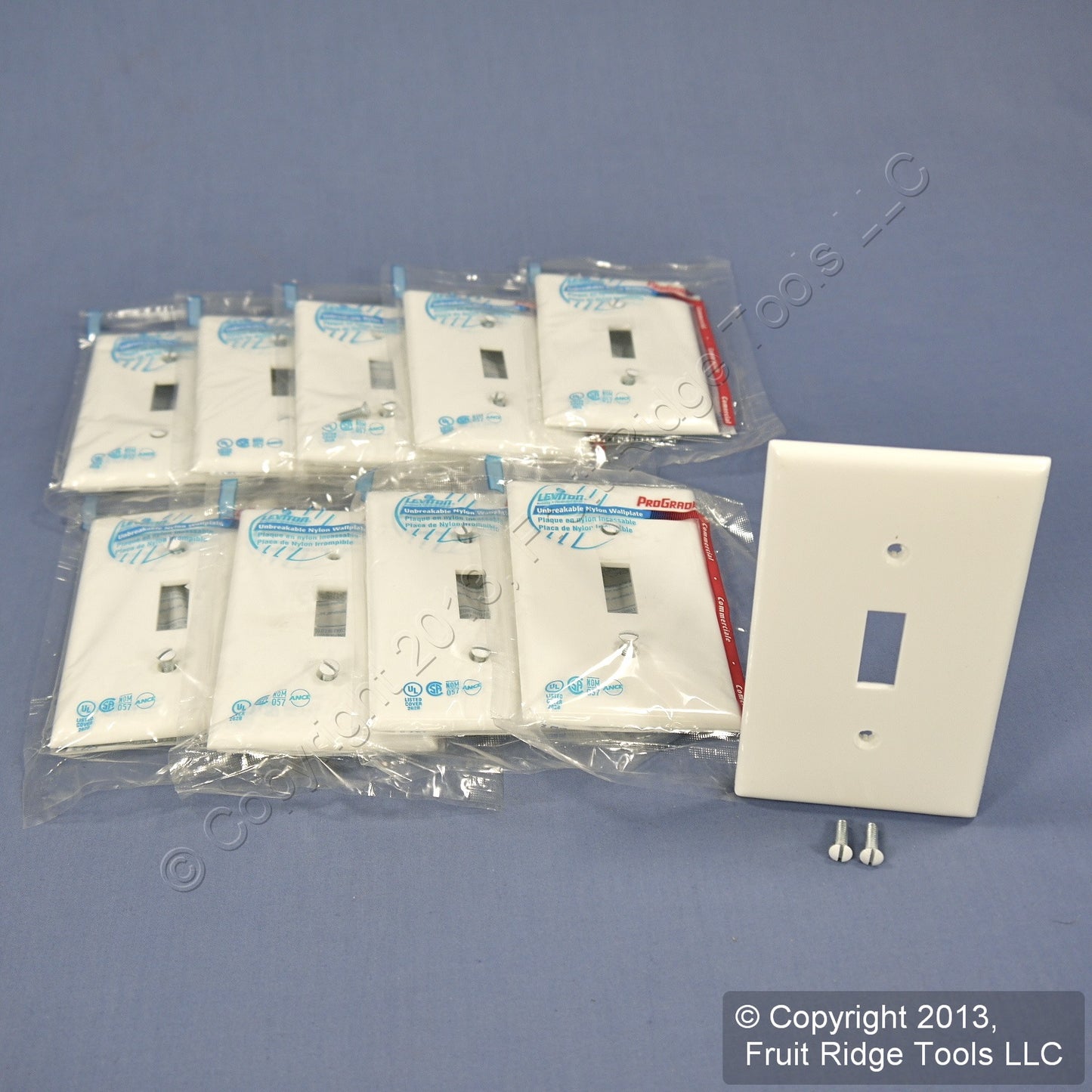 Leviton 80701-W White 1-Gang Toggle Switch Unbreakable Nylon Wallplates 10pcs