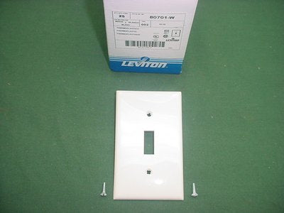 Leviton 80701-W White 1-Gang Toggle Switch Unbreakable Nylon Wallplates 25pcs