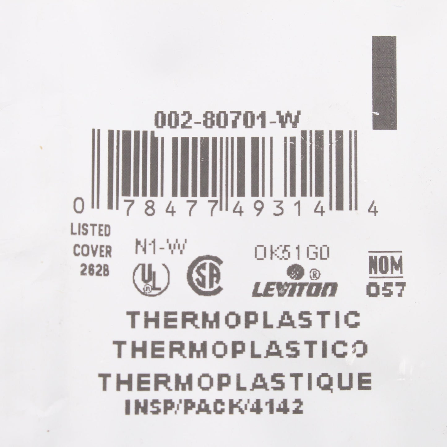 Leviton 80701-W White 1-Gang Toggle Unbreakable Nylon Standard Wallplate Cover