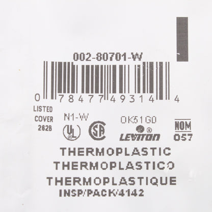 Leviton 80701-W White 1-Gang Toggle Unbreakable Nylon Standard Wallplate Cover