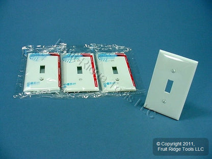 Leviton 80701-W White 1-Gang Toggle Unbreakable Standard Wallplate Cover 4pcs