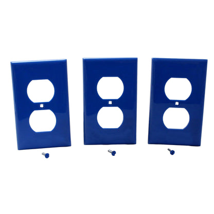 Leviton 80703-BU Blue 1-Gang Duplex Unbreakable Standard Wallplate Cover 3pcs