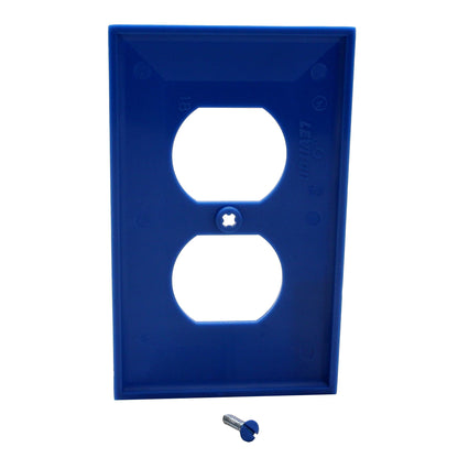Leviton 80703-BU Blue 1-Gang Duplex Unbreakable Standard Wallplate Cover 3pcs
