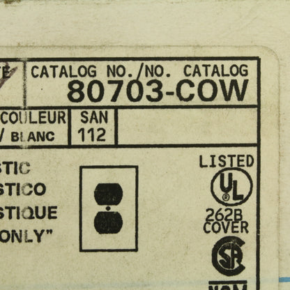 Leviton 80703-COW White 1-Gang Duplex Unbreakable Nylon Wallplate Cover 10pcs