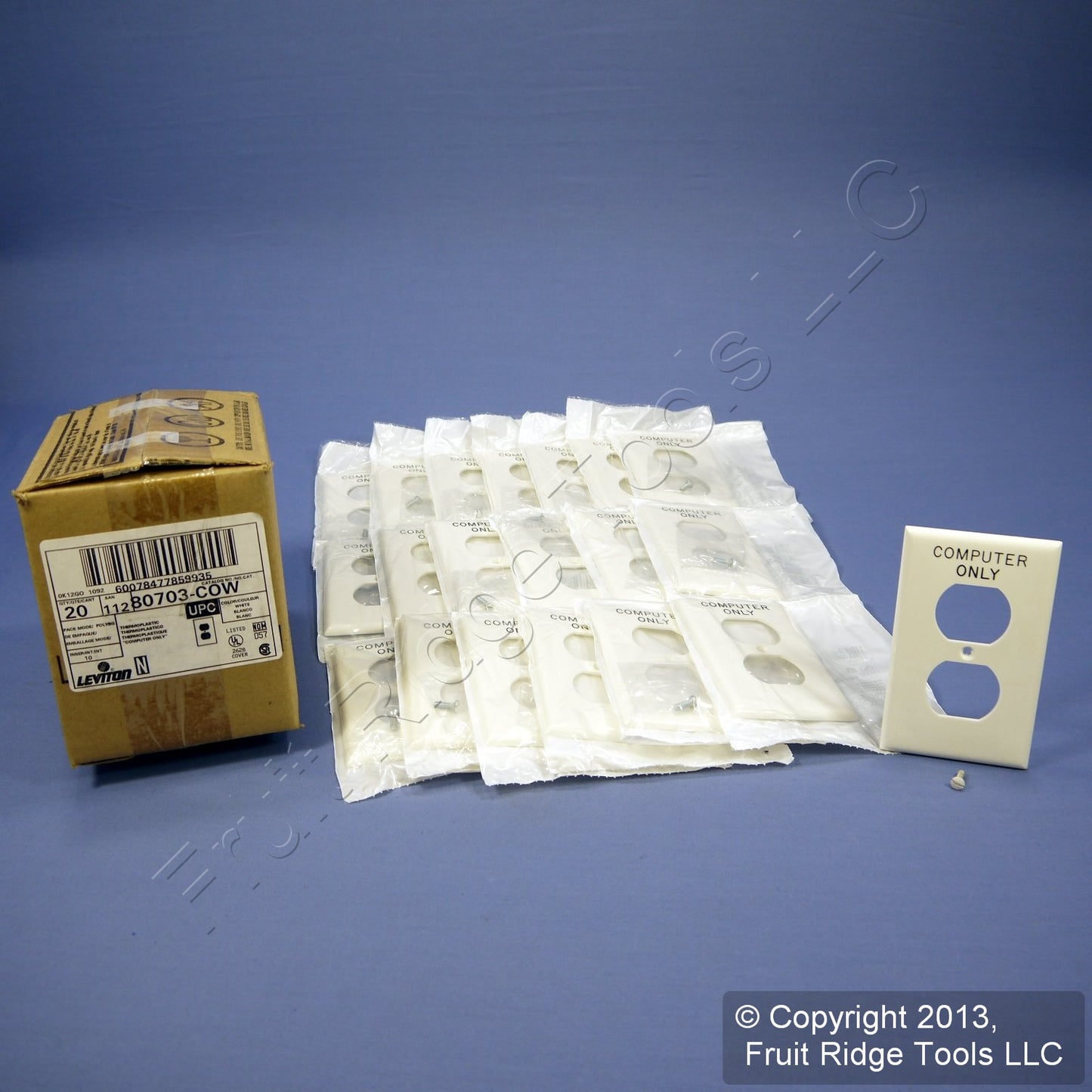 Leviton 80703-COW White 1-Gang Duplex Unbreakable Nylon Wallplate Cover 20pcs