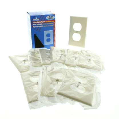 Leviton 80703-I Ivory 1-Gang Duplex Outlet Unbreakable Wallplate Covers 10pcs