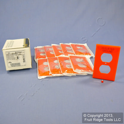 Leviton 80703-IG Orange 1-Gang Unbreakable Nylon Duplex Wallplate Cover 10-pack