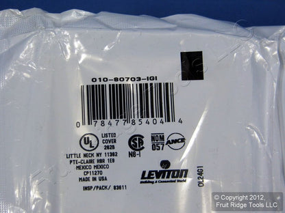 Leviton 80703-IGI Ivory 1-Gang Duplex Unbreakable Nylon Standard Wallplate Cover