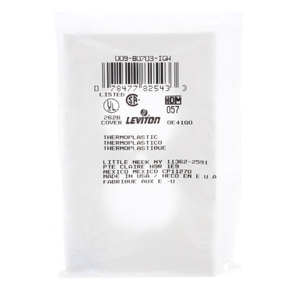 Leviton 80703-IGW White 1-Gang Isolated Ground Receptacle Nylon Wallplate Cover