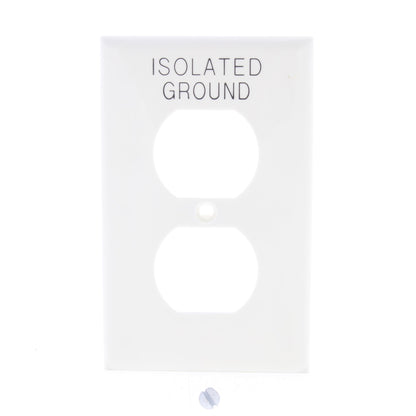 Leviton 80703-IGW White 1-Gang Isolated Ground Receptacle Nylon Wallplate Cover